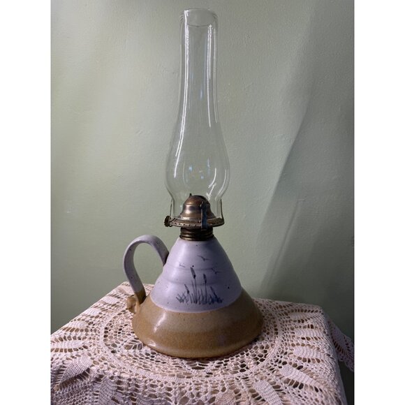 Vintage 70's Stoneware Art Pottery Hurricane Lamp - Picture 10 of 10
